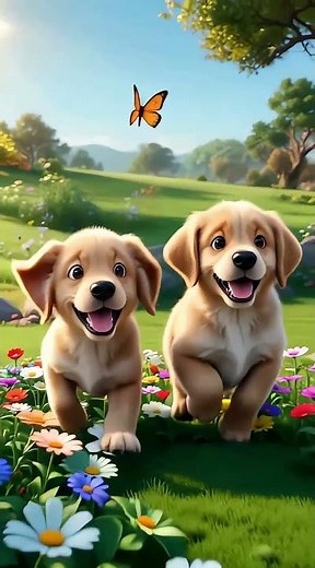 2 Golden Retrievers Playing in the Garden 🐶🌿😍