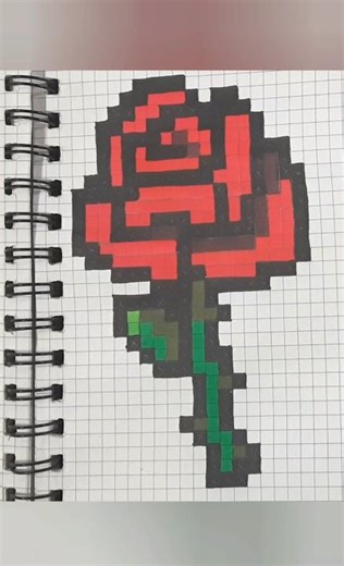 Rose Flower on Graph Sheet 🌹 Easy & Aesthetic Pixel Art | Craft And Paper