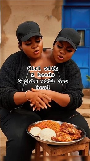 Girl with 2 heads fighting on who should eat what🙄🙄🥰🥰 #funny #viral #short #2head #conjoinedtwins
