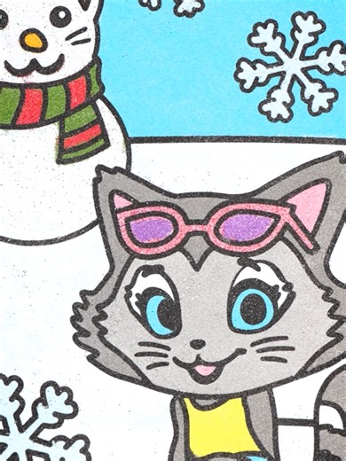 A touch of pawesome magic on the snow! 🐾❄️ Watch our Milady come to life with colored sand! ✨ Isn't it a true masterpiece? ❤️ if you liked this special drawing! #44cats