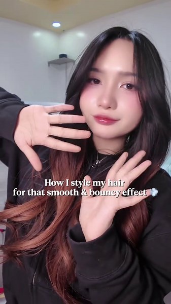 How I style my hair for that smooth & bouncy blowout 💨 Using the ICE LERSKIN Hair Serum — protects my hair from heat, keeps it soft & shiny 🫶 Plus it smells sooo good and comes in 4 scents! 😍💗