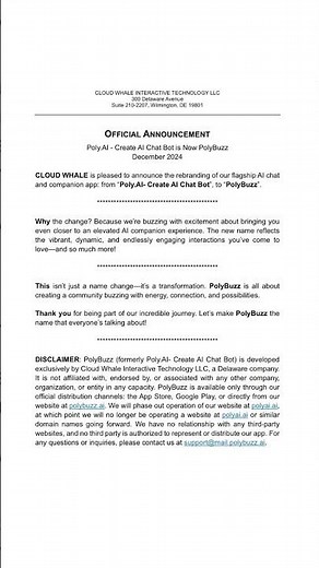 Official Announcement: Poly.AI - Create AI Chat Bot is Now PolyBuzz #polybuzz #aichatbot