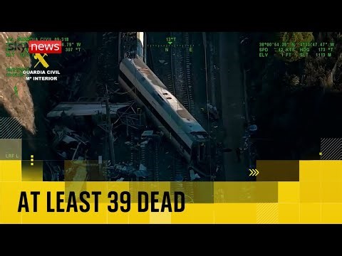 New aerial images of train derailment in Spain