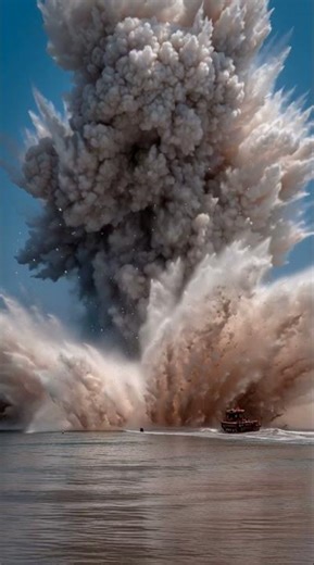 That tiny boat vs a GIANT explosion 🤯 #explosion