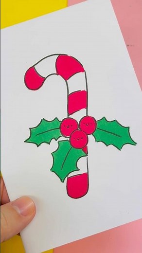 How to draw a kawaii candy cane step by step