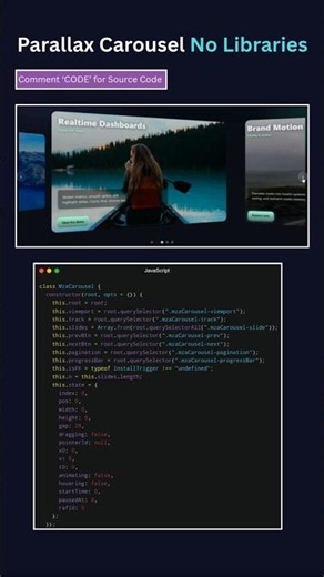 Parallax Carousel with HTML CSS & JavaScript 🔥 | No Libraries Slider Animation #Shorts