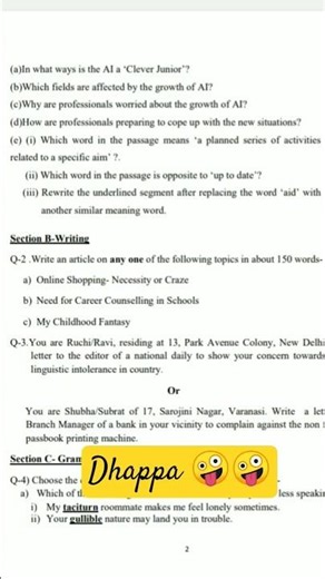 class 12 english paper 2026 🧐🧐🧐🧐🧐🧐