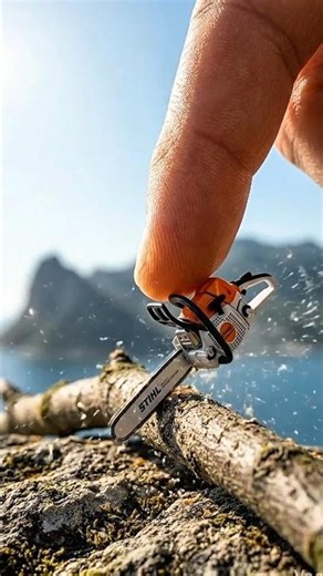 STIHL Mini Chainsaw Cutting Wood | Tiny Micro Chainsaw Tool