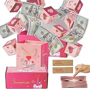 Ecmln Surprise Gift Box Explosion for Money，Cash Explosion Gift Box for Birthday Anniversary Valentine Proposal