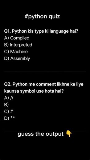 “Python ka basic aata hai? 😏In 2 sawalon ka jawab do bina Google kiye ”Comment karo: Q1 – ? | Q2 – ?