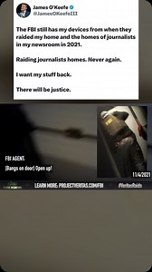 142K views · 1.2K reactions | To the FBI agents in New York who did this to me, and who followed illegal orders in order to “feed your family.” May your children forgive you. | James O'Keefe | Facebook