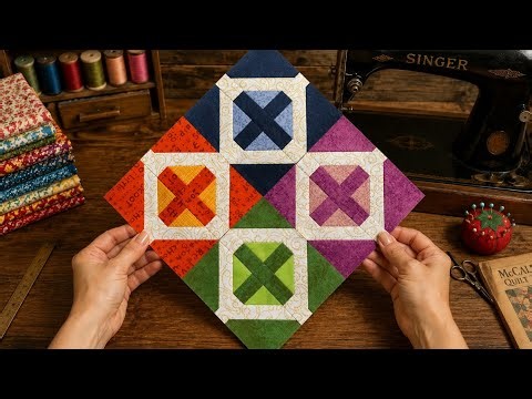 Easy Quilt Pattern Tutorial | Colorful Patchwork Block