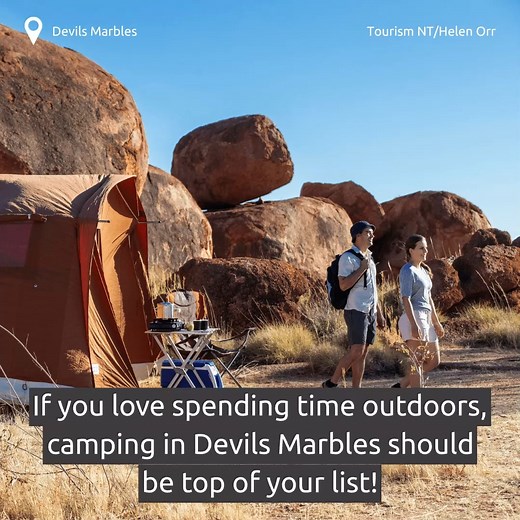 A must stop on your roadtrip from Darwin to Alice Springs is Karlu Karlu / Devils Marbles Conservation Reserve near Tennant Creek. The spot is another example of NT's amazing, unique, natural landscapes. | Visit Central Australia