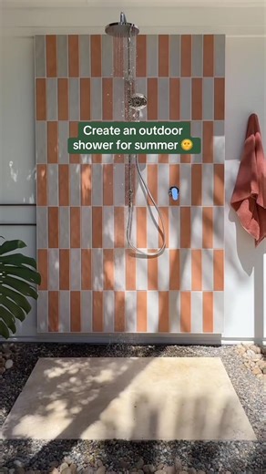 An outdoor shower just hits different 😮‍💨 #OutdoorShower #Splashback #Outdoor #Summer #Bunnings