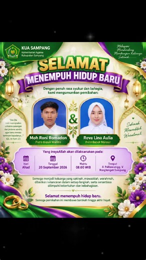 Moh Roni Romadon dan Reva Lina Aulia — Pernikahan 20 Sept 2026