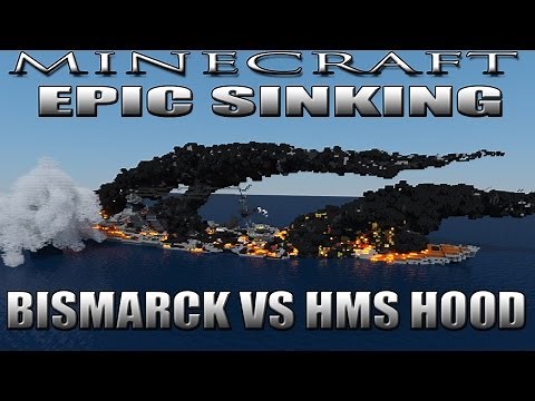 Minecraft BISMARCK VS HMS HOOD EPIC SINKING BATTLESHIP !!