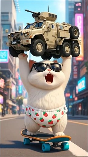 Kitten’s Toy Army Truck Breaks Down – A Real HEMTT A4 Helps Out! 💖 #shorts #kitten #army #funny