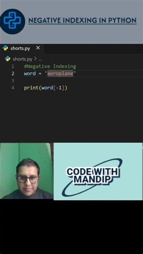 What is negative indexing in string in Python ? #codewithmandip #pythonclass #pythonforbeginners