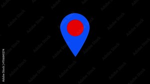 Location Pin. The pin moves up and down. to pinpoint a location on the map. Location map pin pointer on GPS Map tracker animation. 4K Animation of the Pin Showing the GPS Location.