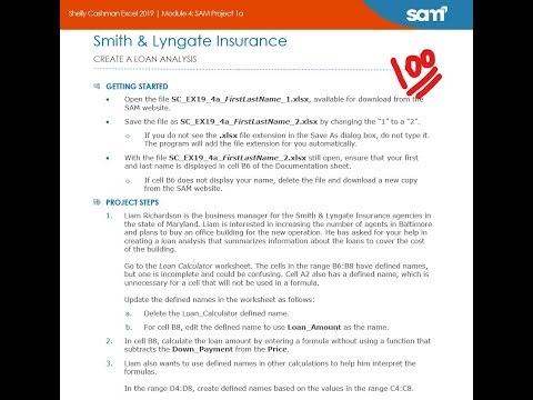 Shelly Cashman Excel 2019 | Module 4: SAM Project 1a