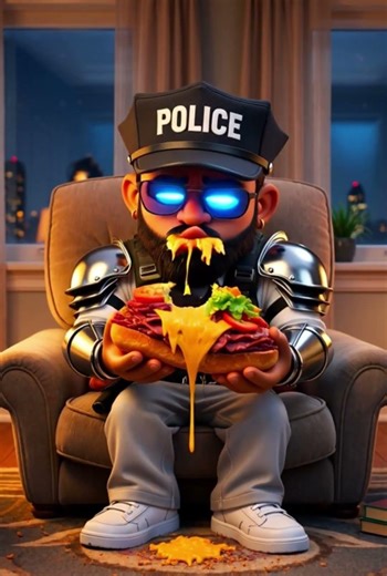 “AI Cop Fell Asleep… His Dog STOLE His Hoagie 😂🐕🥖”