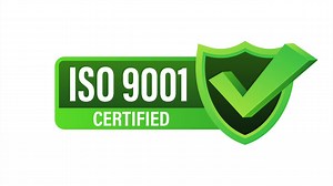 ISO 9001 Certified badge, icon. Certification stamp. Flat design . | Premium Stock Video Footage