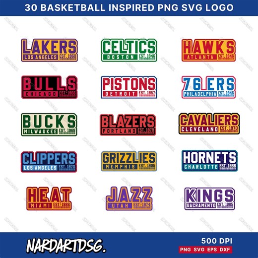 30 Basketball Team Logos PNG SVG (digital Download) - Etsy