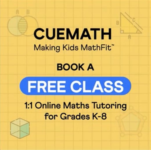 𝗔 𝗺𝗮𝘁𝗵s 𝗰𝗹𝗮𝘀𝘀 𝘆𝗼𝘂𝗿 𝗰𝗵𝗶𝗹𝗱 𝘄𝗶𝗹𝗹 𝗮𝗰𝘁𝘂𝗮𝗹𝗹𝘆 𝗲𝗻𝗷𝗼𝘆. ✨ Cuemath’s 1:1 personalized online maths tutoring sparks creative thinking, confidence, and curiosity. Kids stay motivated, take ownership of their learning, and enjoy every challenge! Limited time offer: 𝗨𝗽 𝘁𝗼 𝟮𝟬% 𝗼𝗳𝗳 𝗙𝗿𝗲𝗲 𝗠𝗮𝘁𝗵𝘀 𝗪𝗼𝗿𝗸𝗯𝗼𝗼𝗸𝘀 worth $𝟰𝟵𝟵 👉 Book a Free Class Today | Cuemath