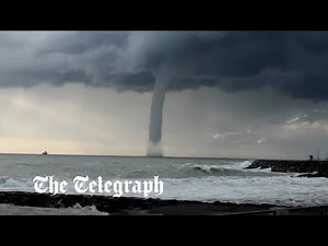 Huge tornado-like waterspout appears off the coast of Ostia near Rome