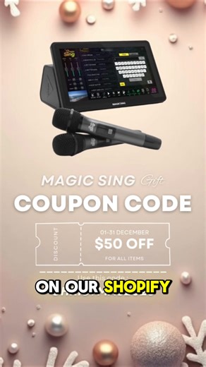 🎄✨ Turn Your Christmas Into a Karaoke Party! ✨🎄 This Christmas, bring the whole family together with Magic Sing 🎤 Sing, laugh, and create unforgettable memories right at home. 🎶 Why Magic Sing is the perfect Christmas gift? ✔️ All-in-One Karaoke System ✔️ 350,000 songs (English, Tagalog & more) ✔️ FREE lifetime song updates ✔️ Dual wireless microphones for duets ✔️ Perfect for family nights, reunions, and Noche Buena fun 🎁 Christmas Special Offer! Use code CHRISTMAS2025 for an extra discoun