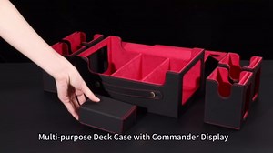 Trading Card Storage Box for MTG, MTG commander deck box，Multi-purpose Deck Case for MTG TCG Sports Card, 4 Toploaders, 4 Stoppers, 4 Colorful Dividers (Black & Red)