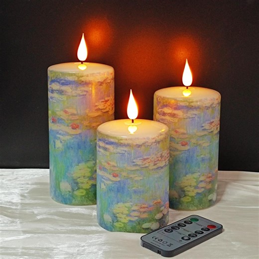 Monet Water Lilies Flameless LED Candle, Remote Control, Art Lover Gift - Etsy