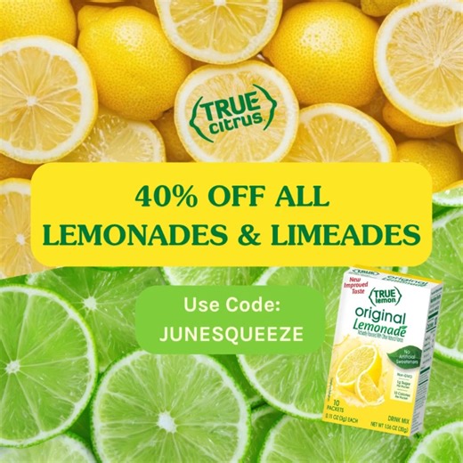238 reactions · 15 shares | June Squeeze is on! Get 40% off Lemonades & Limeades with code JUNESQUEEZE. Ends 6/13! | True Lemon | Facebook
