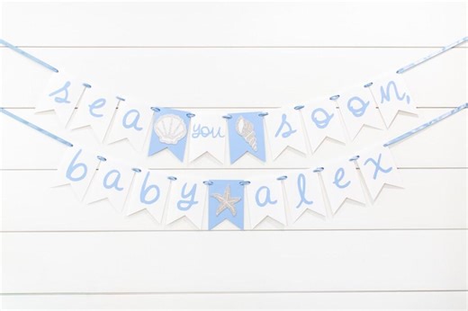 Sea You Soon, Baby. Ocean Baby Shower Decorations. Boy Coastal Banner. - Etsy