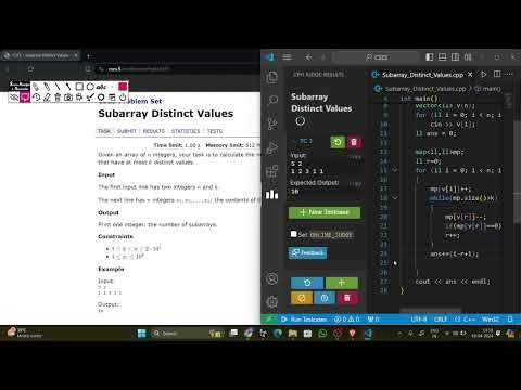 Subarray Distinct Values | CSES Problem Set