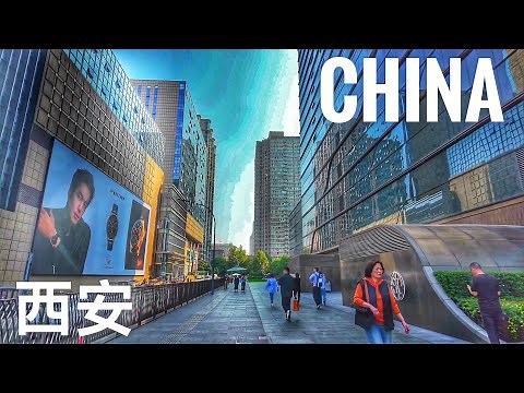 China Xi'an Walking Tour - China Metro in Xi'an - Xi'an ancient city wall - Walking China 4K HDR