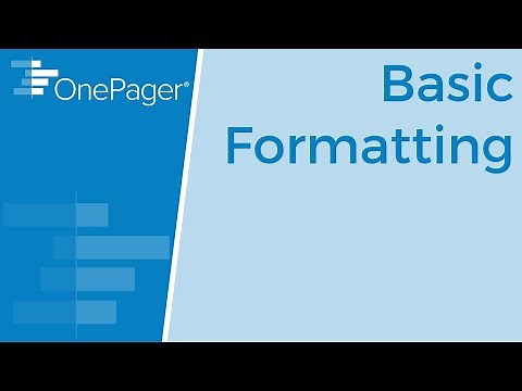 OnePager Timeline and Gantt Chart Formatting Basics