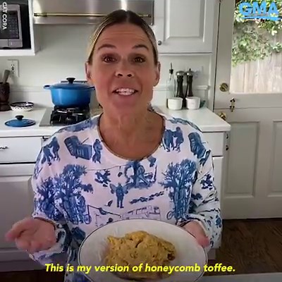 Chef Cat Cora makes this sweet toffee treat that explodes like magic when a secret ingredient is added. https://gma.abc/3fpiVjq | Good Morning America