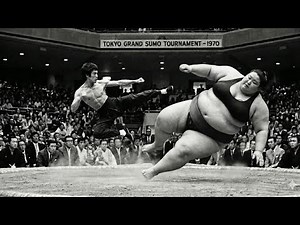 Bruce Lee Challenged By World's Heaviest Female Sumo 450 Pounds Single Kick Knockout 1970 — Tokyo