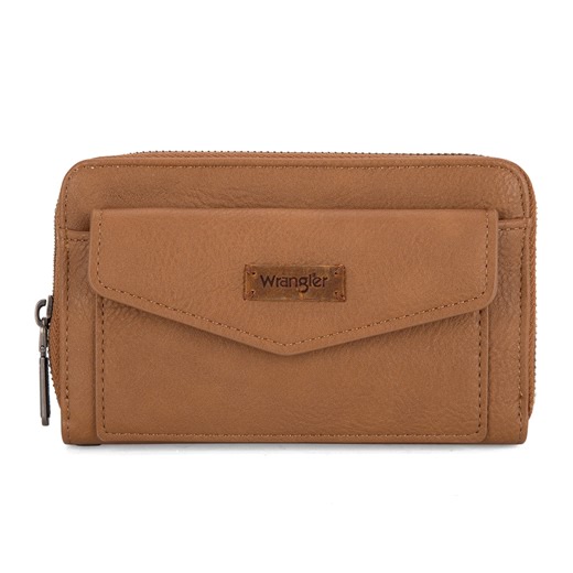Wrangler Large Capacity Wallets Women with Wristlet and Metal Smooth Zipper, Light Brown - Walmart.com