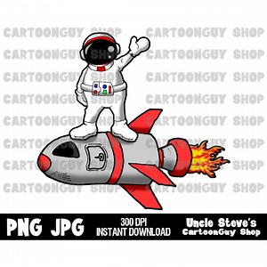 Astronaut Clip Art - Astronaut on Rocket - Spaceship - PNG - JPG - Sublimation - Cartoon - Digital Download. - Etsy