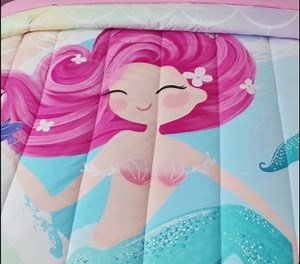 Pink Mermaid Twin Bedding – Kids Comforter Sets for Girls, 5-Piece Soft Set with Matching Sheets and Pillow Sham