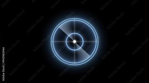 Military Ship or Aircraft Radar Screen Multiple Targets Detected. Technology HUD Searching Radar Signal Animation.