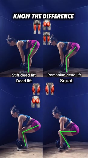 Mishel Akber🔹 Fit at 40 - Women Fitness on Instagram: "SDL, RDL, DL & Squat – do you know the difference? 👀 These 4 compound exercises are key for strong legs, glutes, and a toned lower body at home. When done with proper technique, they help build muscle, boost metabolism, and shape a feminine body – without endless cardio. Train smart. Train strong. 💥 #homefitnesscoach #womensfitness"