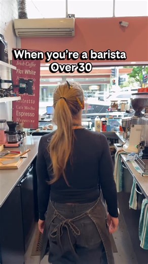 Miss.Mat Cafe on Instagram: "POV: when you’re a barista over 30 years old😂🫠#missmatcafe #melbourne #au #cafesofmelbourne #cafesofinsta #fyp #foryou #viral #viralvideos #cafelife #hospitality #old #work #😂😂😂 #reel #pov #tiktok #funny"