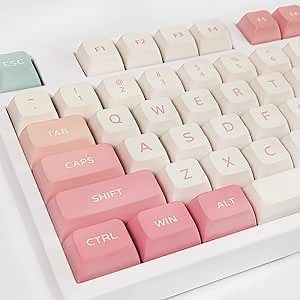 PBT keycaps XDA Cute Pink Dye Sublimation Universal Mechanical Keyboard keycaps Compatible with Cherry MX switches,Gateron,Kailh TTC JWK Kawaii Keycap Set