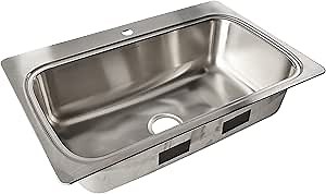 KOHLER Verse 33" Top-Mount/Drop In Kitchen Sink, Stainless Steel, Single Bowl Kitchen Sink, 1 Faucet Hole, Durable, Easy-to-Clean Design, K-20060-1-NA