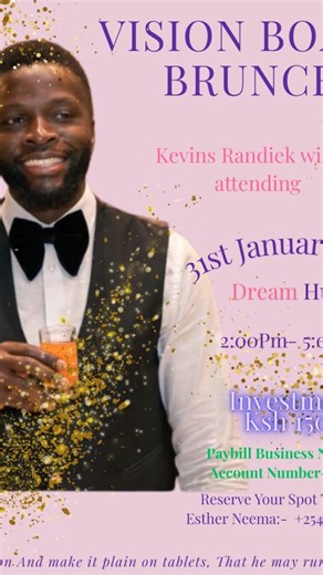 Esther Neema on Instagram: "“Write the vision and make it plain…” 🌸 This January, we brunch, we dream, and we design our future. We connect and step into 2026 with Audocity. Because 2026 deserves more than vibes—it deserves a plan. Join us for a beautifully curated Vision Board Brunch and leave with clarity, community, and conviction. 💖 Limited seats available. 📍 Dream Hub 🗓 31st January 2026 | 2:00–5:00 PM 💼 Investment: Ksh 1,500 👥 Limited to 20 people only 📞 Reserve your seat: +254 724 