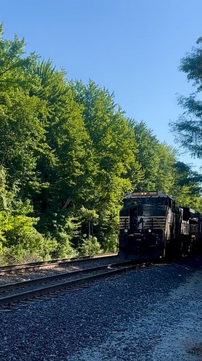 It’s Train Tuesday! A Norfolk Southern engineer steps out of the nose of the lead cab while another train speeds past at the Buechel Train Depot! 🚂❤️❤️❤️ | The Train Depot