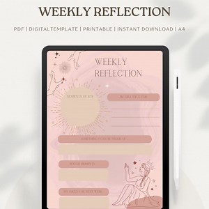 Weekly Reflection, Weekly Reflection Worksheet, Weekly Journal, PDF, Good Notes, Printable